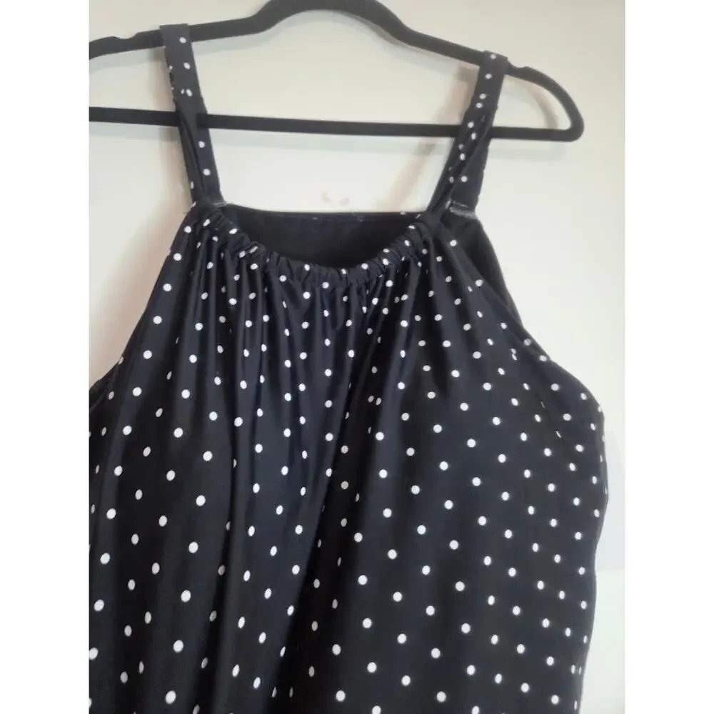 NWT Swimsuits for All Black White Polka Dot Built in Bra Tankini Swim size 26